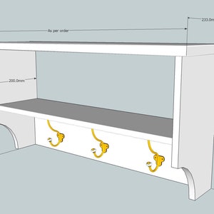 Shoe bench with coat rack complete hallway set. Shoe rack and coat hooks in a choice of colours and sizes imagem 6