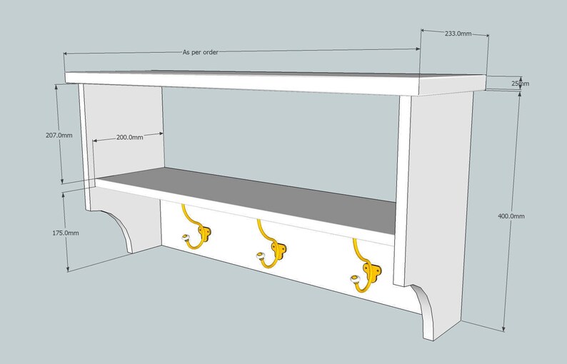 Shoe bench with coat rack complete hallway set. Shoe rack and coat hooks in a choice of colours and sizes imagem 6