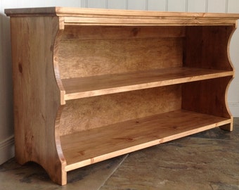 Hall shoe bench and shoe rack with storage shelves in Antique Pine