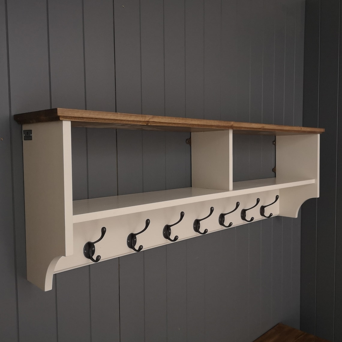 Wide Painted Hat & Coat Rack With Shelf. Wall Mounted Solid Etsy