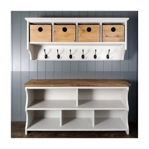 Handmade Hallway Set, Shoe Bench & Coat Rack with Storage Baskets