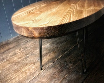 Retro Coffee Table, a vintage style with metal hairpin legs-Surf Board (oval)