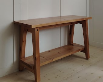 Handmade Solid Wood Hallway Bench with Shoe Storage