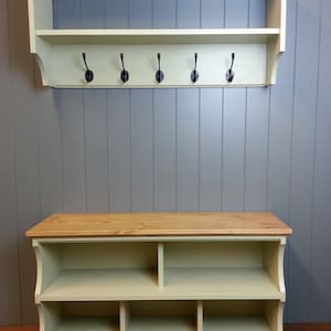 Shoe bench with coat rack complete hallway set. Shoe rack and coat hooks in a choice of colours and sizes image 4