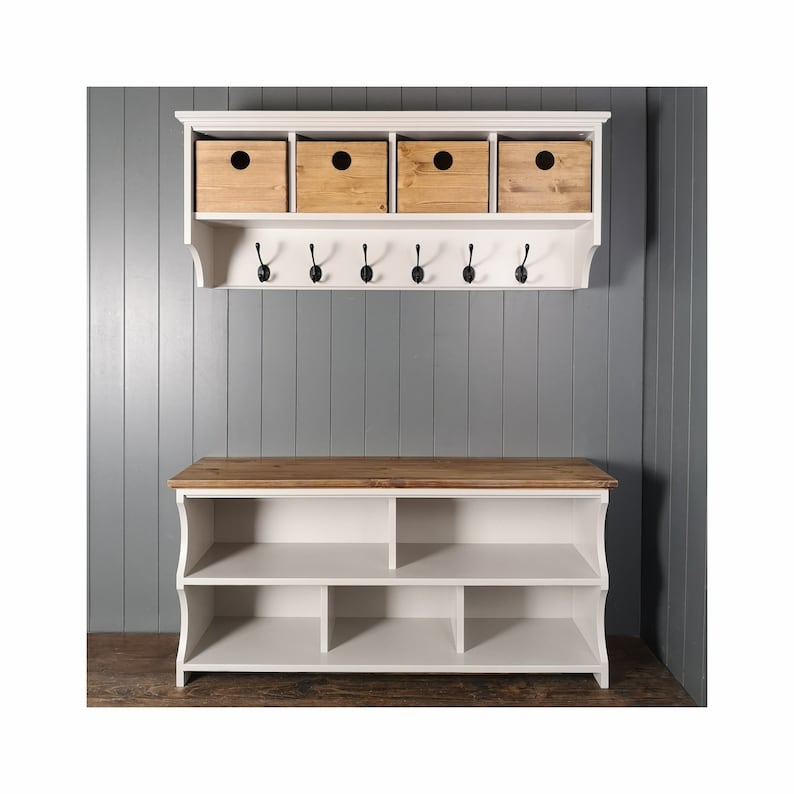 Shoe Bench & Coat Rack Hallway Set Including Handmade Wooden Etsy UK
