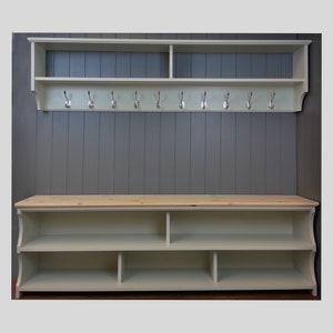 Shoe bench with coat rack complete hallway set. Shoe rack and coat hooks in a choice of colours and sizes image 3