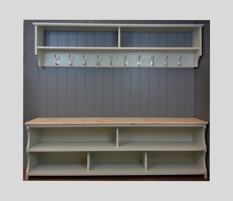 Shoe bench with coat rack complete hallway set. Shoe rack and coat hooks in a choice of colours and sizes image 3