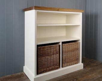Rustic Shoe Bench with Shelves and Baskets, Handmade Hallway Furniture