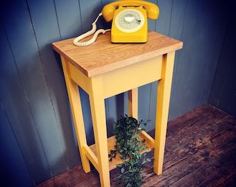 Handmade Oak Top Side Table, Dorset Mustard Accent Table