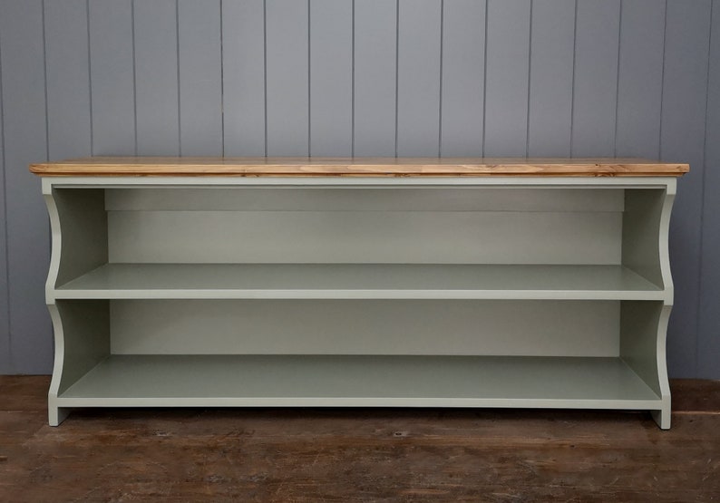 Hall shoe bench and shoe rack with storage shelves in painted and wood finish image 2