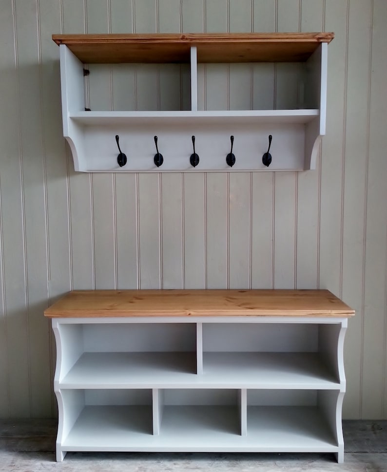 Shoe bench with coat rack complete hallway set. Shoe rack and coat hooks in a choice of colours and sizes imagem 5