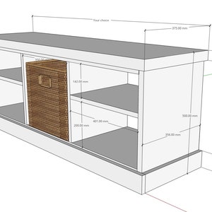 Rustic shoe bench and large storage basket dimensions