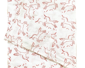 Organic Cotton Voile Blanket | Swaddle | Scarf | Nursing Cover | Unicorns Print | Hand block print | Hand sewn scarf | Soft Cotton
