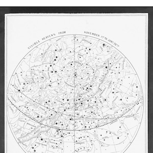 Sichtbare Himmel 04 Sternbild Himmelskarte - Astronomie Geschenk - Astrologie Kunst - Sternzeichen Sternkarte - Nachthimmel - November bis Januar