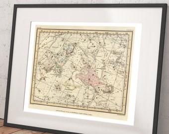 Vintage Constellation Map Print - III Perseus, Andromeda, Triangula - Jamieson Celestial Atlas Astronomy Art