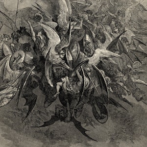 Gustave Dore's Battle of the Angels Milton's Paradise Lost Angels and ...