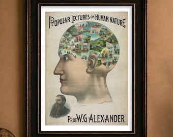 Popular Lectures on Human Nature Print, 1895 Phrenology and Psychology Wall Art