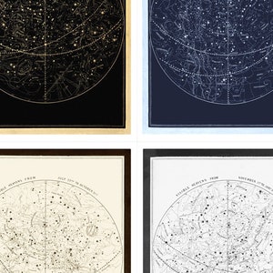 Visible Heavens Print Set Constellation Celestial Chart Astronomy Gift Astrology Art Zodiac Sign Star Map Old Maps and Prints image 2