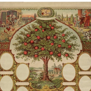 vintage Family Record Picture Tree - Family Tree - Geneology Heritage - Victorian Antique Art Print - 1800's Americana - Cadeau pour mariage