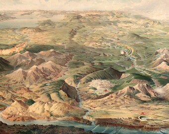 1904 Panorama of Yellowstone National Park Art Print - Vintage Travel Decor - Northern Pacific Railway Tourism Poster - Old Maps and Prints