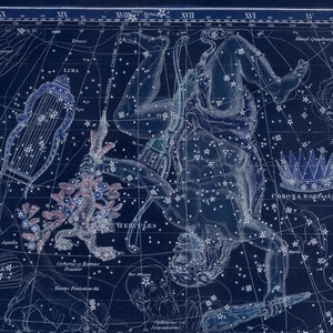Vintage Lyra Hercules Corona Borealis Sternbild Celestial Map - Astronomie Geschenk - Astrologie Dekor - Sternzeichen - Restaurierung Kunstdrucke