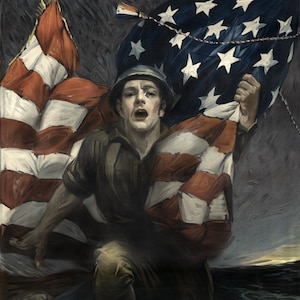 Liberty Bonds WWI World War One Soldier Propaganda Poster - Vintage Military Art Prints - War Bonds - American Flag - Militaria Decor
