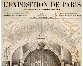 Vintage Architectural Print - L'Exposition de Paris - Art Print - French Decor - Paris Architecture Drawing