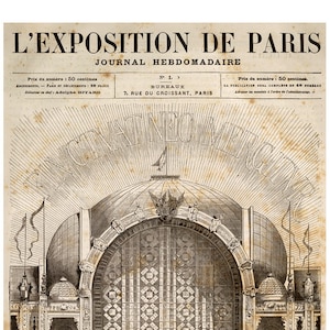 Vintage Architectural Print-L ' Exposition de Paris-Art Print-French Decor-Paris Architecture Drawing