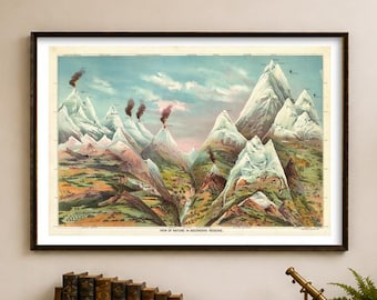 Yaggys View of Nature in Ascending Regions Geographical Print - Science Home Decor and Gifts - Geology Art