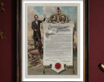 Emancipation Proclamation Print, 1890 Abraham Lincoln Civil War Wall Art