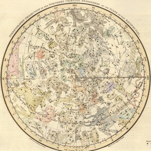 Mapa Celeste de la Constelación del Hemisferio Norte - Regalo de Astronomía - Arte Astrológico - Signo zodiacal - Carta estelar - Mapas e impresiones antiguos