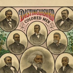 Distinguished Colored Men - Vintage Art Print - Victorian Antique Document - Black History Poster - African Americana - Paper Ephemera