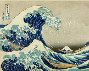 Great Wave Art Print - Hokusai - Vintage Ocean Art - Japanese Woodblock Ukiyo-e - Edo Period - Mount Fuji Kanagawa Japan - Fishing Decor
