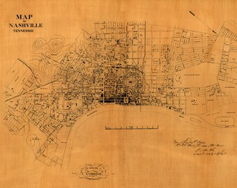 Old Civil War Map of Nashville Tennessee - Americana - Music City Wall Decor