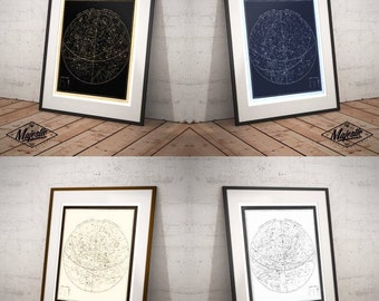 Visible Heavens Print Set - Constellation Celestial Chart - Astronomy Gift - Astrology Art - Zodiac Sign - Star Map - Old Maps and Prints