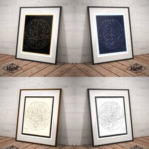 Visible Heavens Print Set Constellation Celestial Chart Astronomy Gift Astrology Art Zodiac Sign Star Map Old Maps and Prints image 1