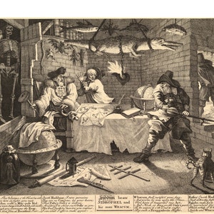 Hudibras Beats Sidrophel - Giclee Print - Cartes et estampes anciennes - Curiosités et curiosités - Décoration vintage - Reproduction Antique Hogarth