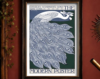 The Modern Poster Peacock Print, 1895 Will Bradley Art Nouveau Wall Art