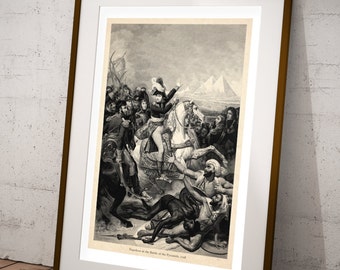 Napoleon at the Battle of the Pyramids Vintage Print, French History and Military Art