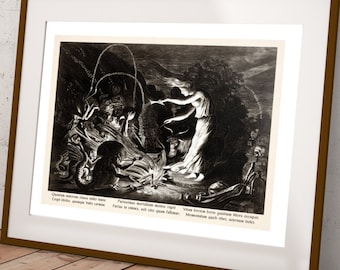 The Sorceress Vintage Art Print - Occult Art Print - Witchcraft - Grotesque Witches Goblins Potion - Macabre Art - Old Maps and Prints