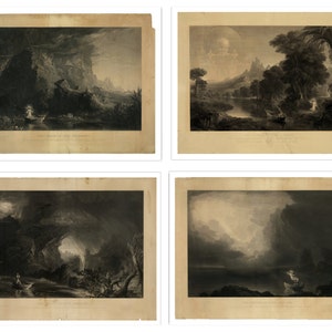 The Voyage of Life Print Set - Antique Religious Art Print - Angel Decor - Curiosities Oddities - Weird & Wonderful - Set of 4 Prints