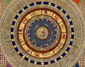 Catalan Atlas Celestial Map 1375 - Mappa Mundi - Astronomy Astrology Science Gift - Zodiac Moon Sky Chart - Historic Old Maps and Prints