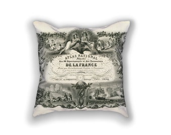 Decorative Pillow - Atlas National Antique Print - Throw Pillow - Home Decor Accent Pillows - Vintage Geology Art Print on Pillow