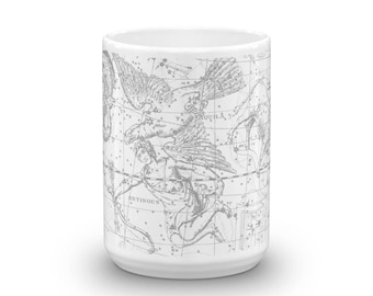 Constellations X 15oz Coffee & Tea Mug - Plate X - Vulpecula - Anser - Delphinus - Sagitta - Aquila - Antinous - Taurus Poniatovii