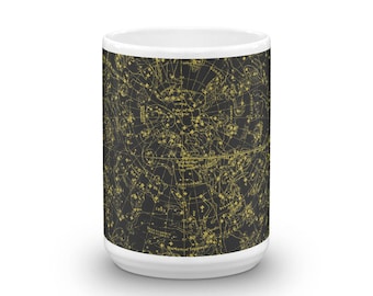 Constellations I 15oz Coffee & Tea Mug - Plate I - Northern Celestial Hemisphere Sky Chart Star Map