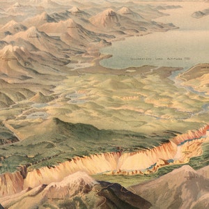 1904 Panorama över Yellowstone nationalpark Konsttryck - Vintage resedekor - Northern Pacific Railway Tourism Poster - Gamla kartor och tryck bild 3