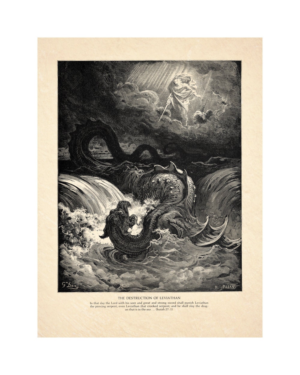 Destrucción de Leviatán de Gustave Dore Arte religioso - Etsy España