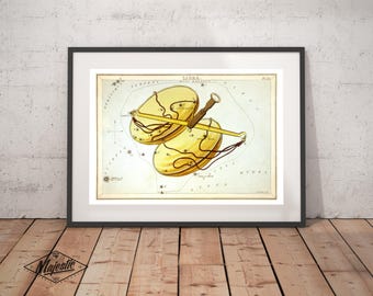 Libra Zodiac Art Print - Astronomy Astrology Horoscope Art - Vintage Celestial Constellation Chart - Old Maps and Prints
