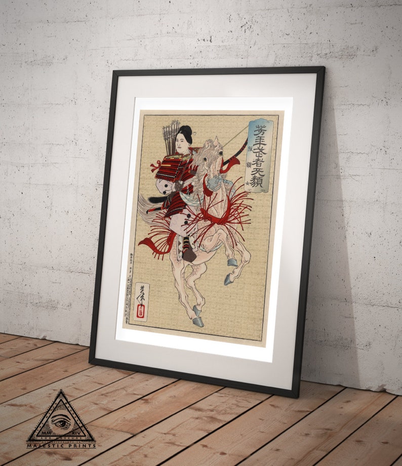 The Female Warrior Hangaku Ukiyo-e Art Print Yoshitoshi Taiso Vintage Japanese Woodblock Edo Period Kabuki Art Asian Decor image 4