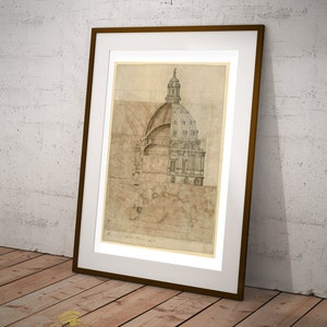 Dome Design for Cathedral of St Paul Vintage Architectural Print English Decor Art Print London Baroque Cathedral Architecture Drawing image 5